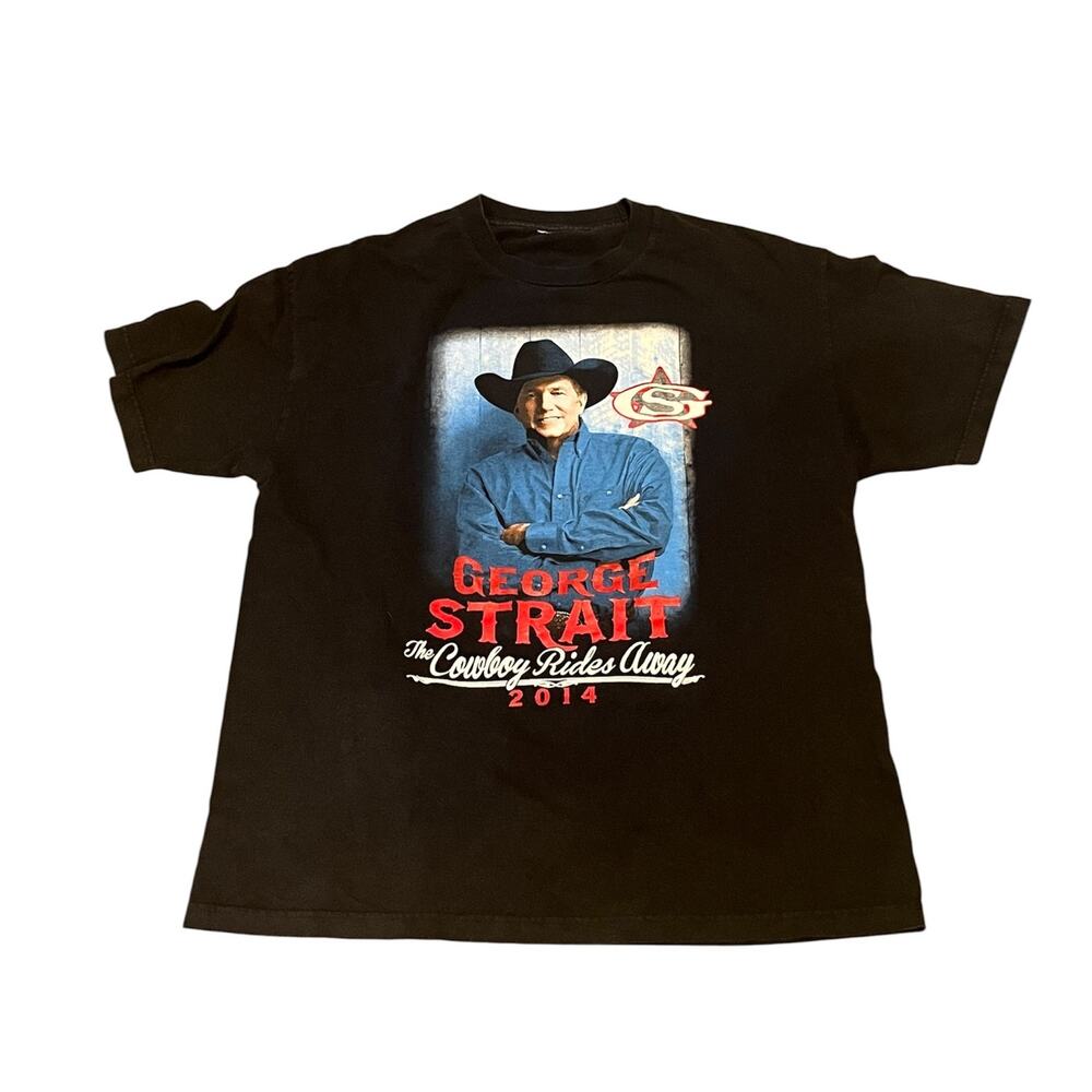 George Strait 2014 The Cowboy Rides Away Tour Shirt Black Final Stop Concert Tee